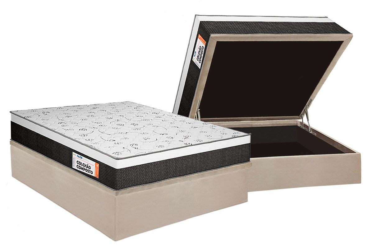 Cama Box Baú CRC +Colchão Ortopédico Falcon Plumatex