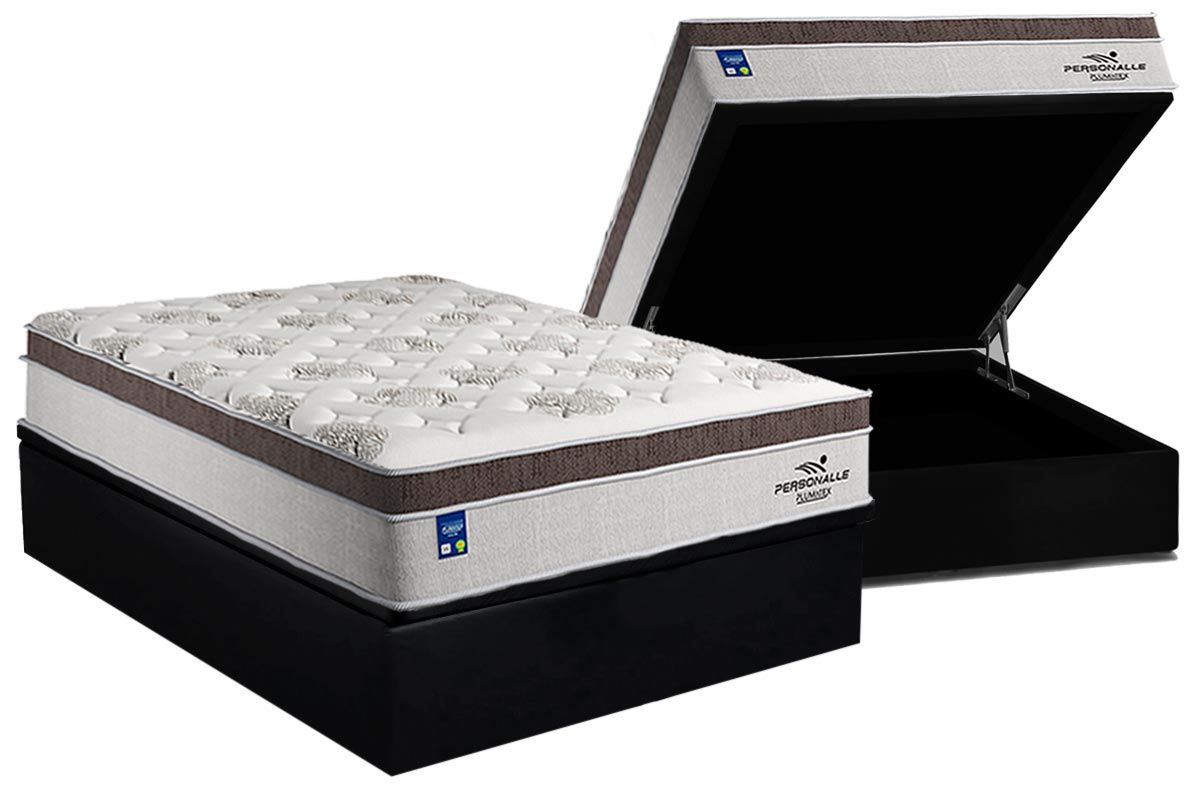 Cama Box Baú CRC +Colchão Molas Personalle Plumatex