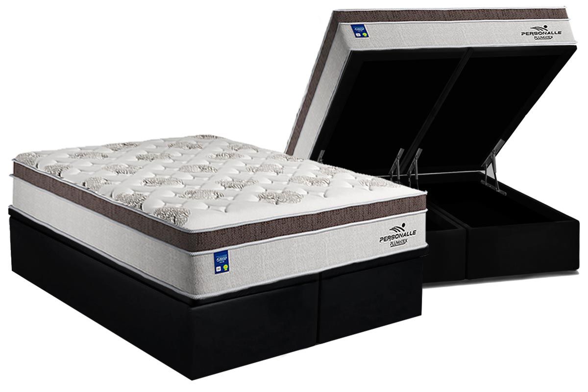 Cama Box Baú CRC +Colchão Molas Personalle Plumatex
