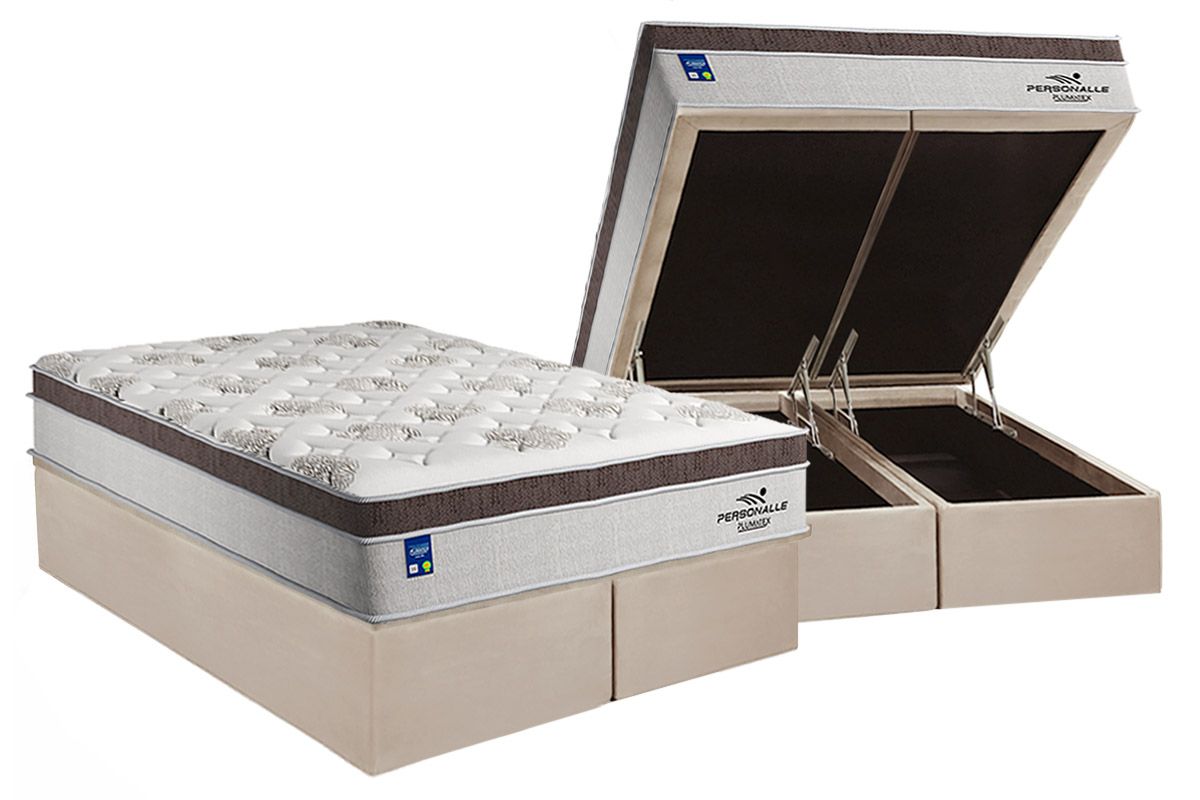 Cama Box Baú CRC +Colchão Molas Personalle Plumatex