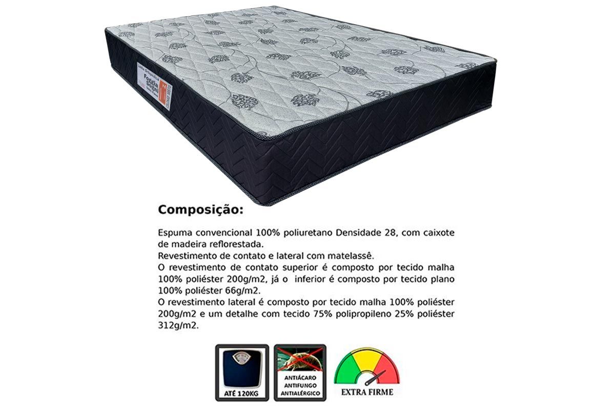 Cama Box Baú CRC +Colchão Ortopédico Sogni Orthoflex