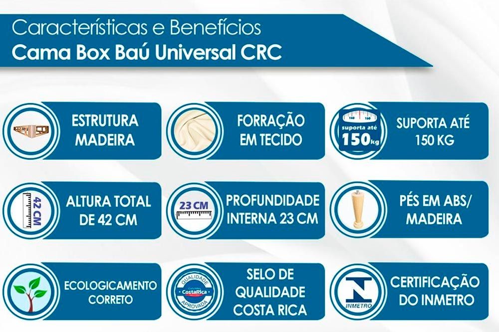 Cama Box Baú CRC +Colchão Molas American Herval