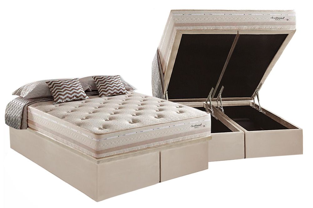 Cama Box Baú CRC +Colchão Molas Scotland Herval
