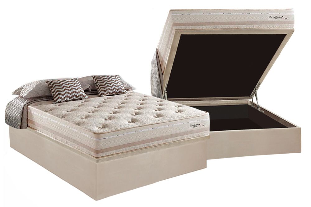 Cama Box Baú CRC +Colchão Molas Scotland Herval