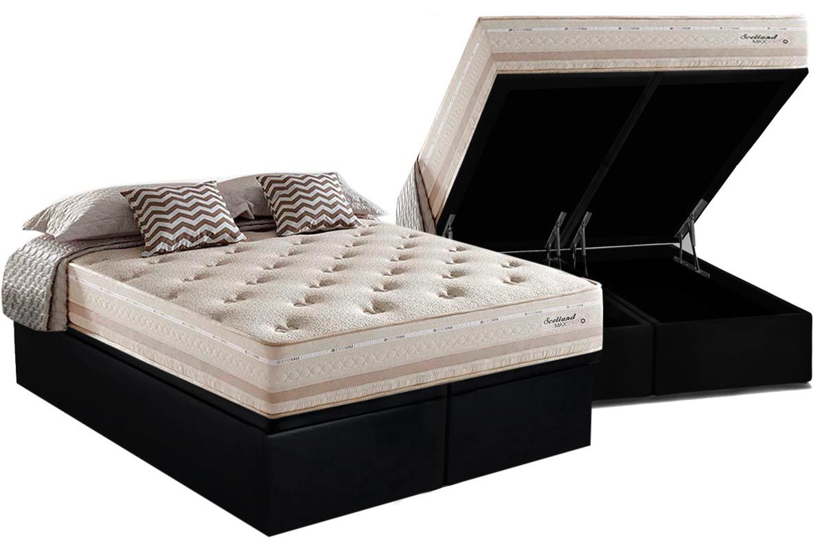 Cama Box Baú CRC +Colchão Molas Scotland Herval