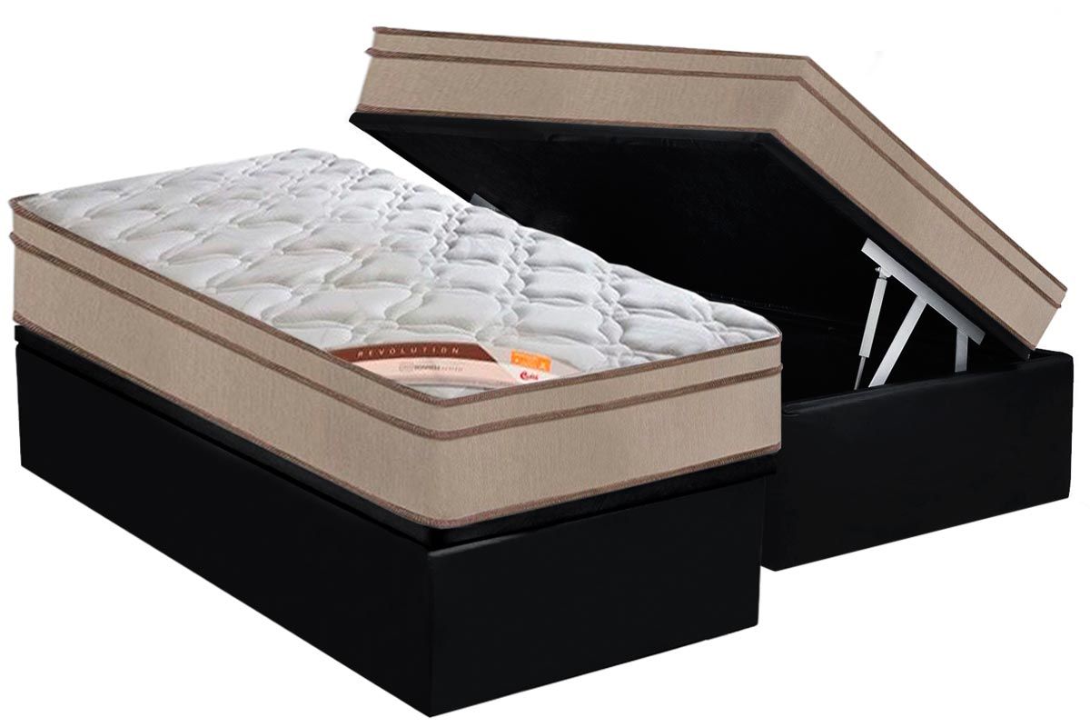 Cama Box Baú CRC +Colchão Molas Revolution Castor