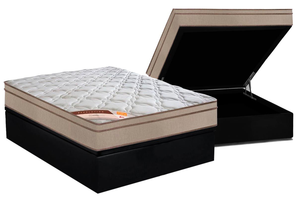 Cama Box Baú CRC +Colchão Molas Revolution Castor