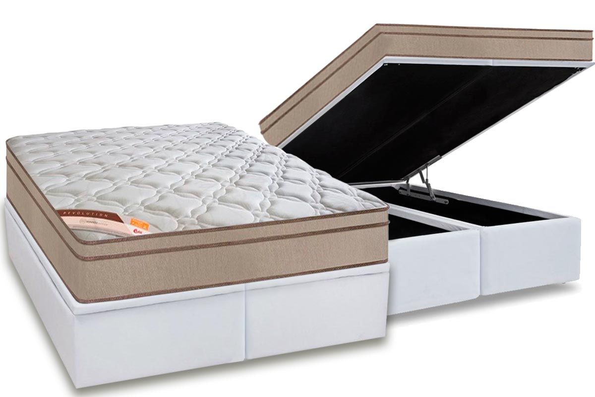 Cama Box Baú CRC +Colchão Molas Revolution Castor