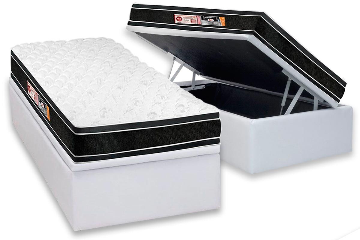 Cama Box Baú CRC +Colchão D33 Black White Castor