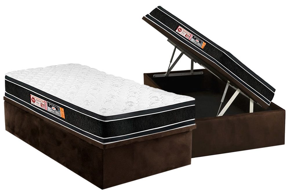 Cama Box Baú CRC +Colchão D33 Black White Castor