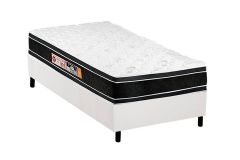 Cama Box Filhão +Colchão Espuma D33 Black White Castor