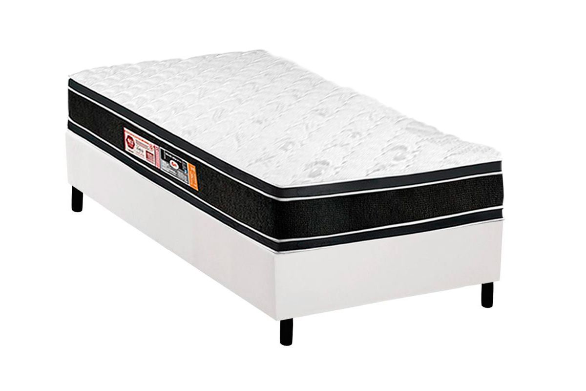Cama Box CRC +Colchão Espuma D33 Black White Castor