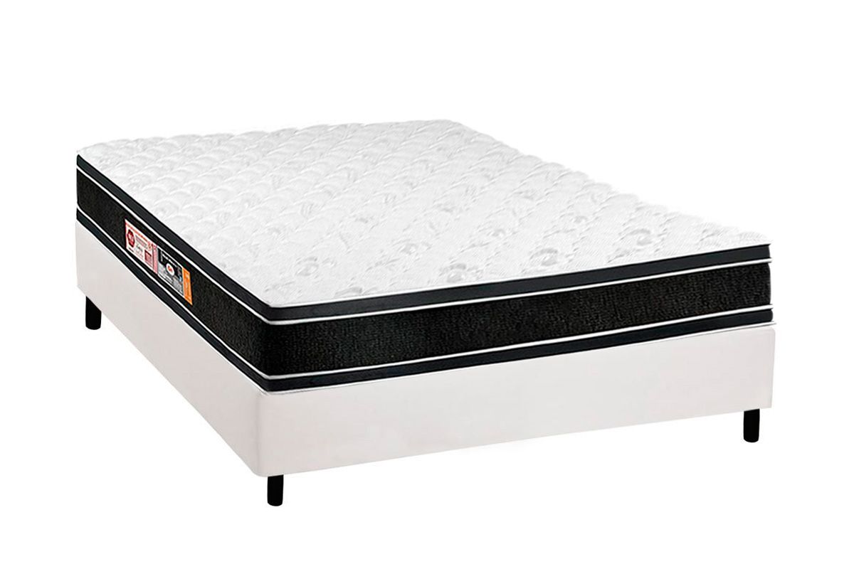 Cama Box CRC +Colchão Espuma D33 Black White Castor
