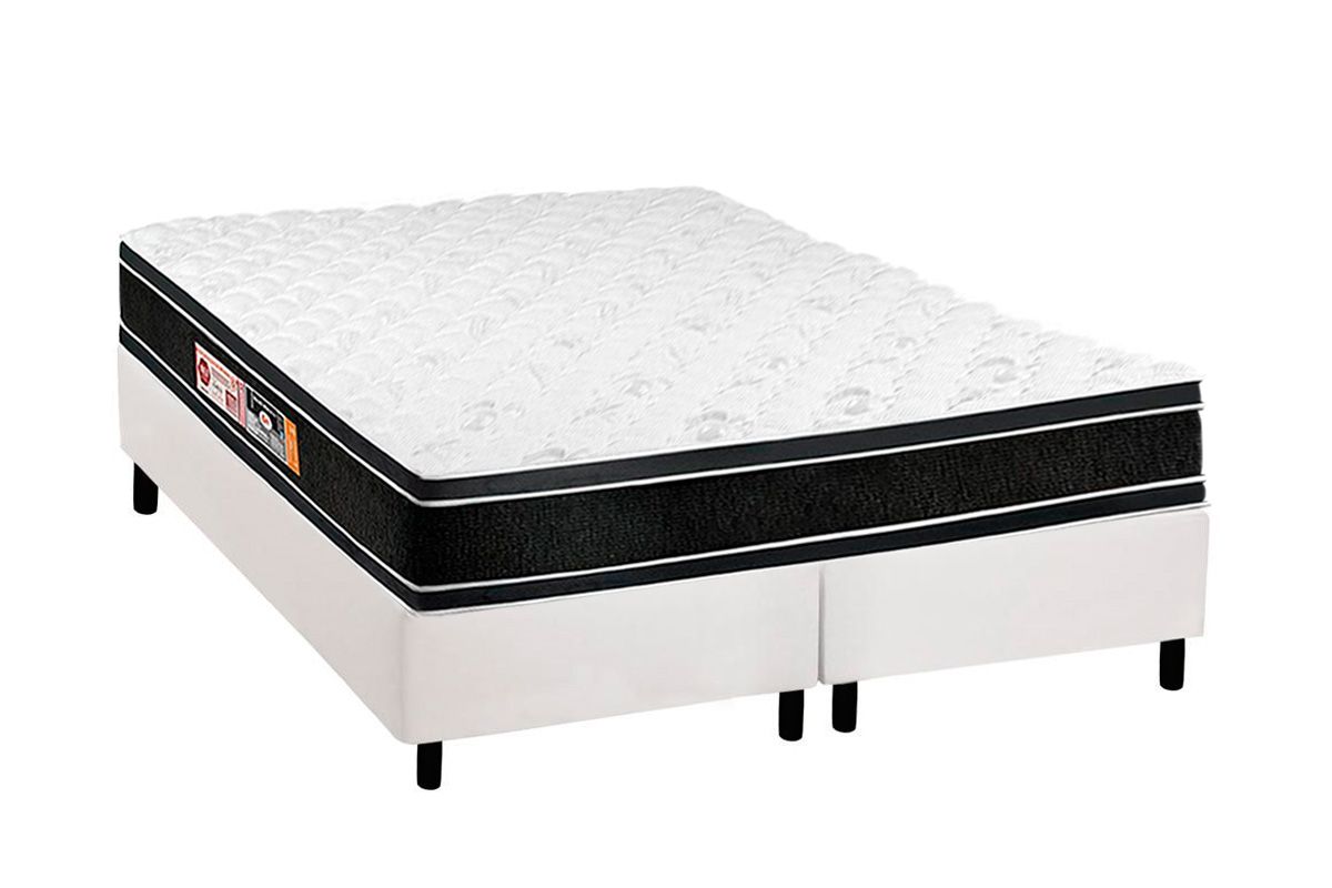 Cama Box CRC +Colchão Espuma D33 Black White Castor