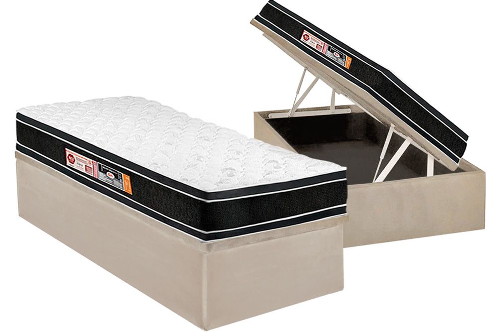 Cama Box Baú CRC +Colchão D33 Black White Castor