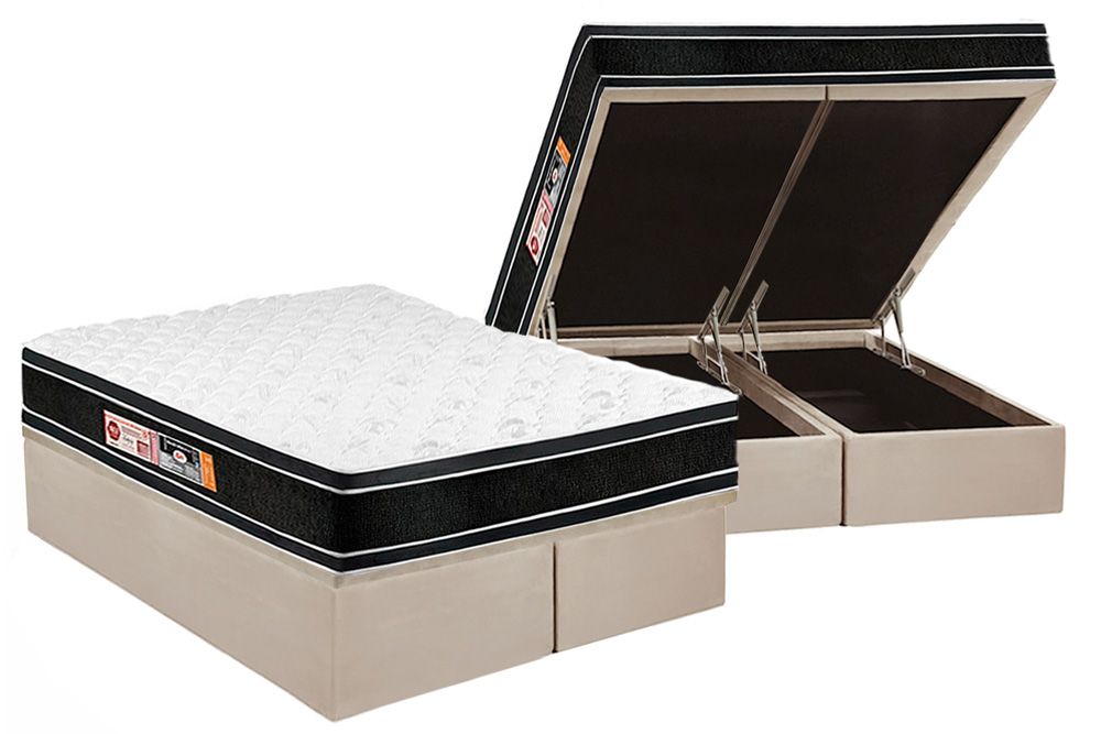 Cama Box Baú CRC +Colchão D33 Black White Castor