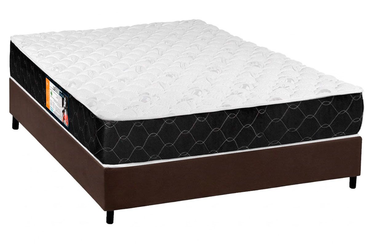 Cama Box CRC +Colchão Espuma D33 Black White Castor