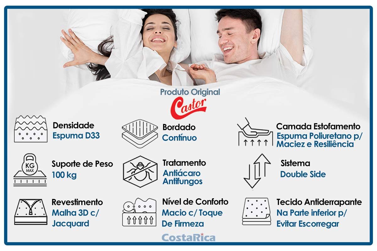 Cama Box CRC +Colchão Espuma D33 Black White Castor