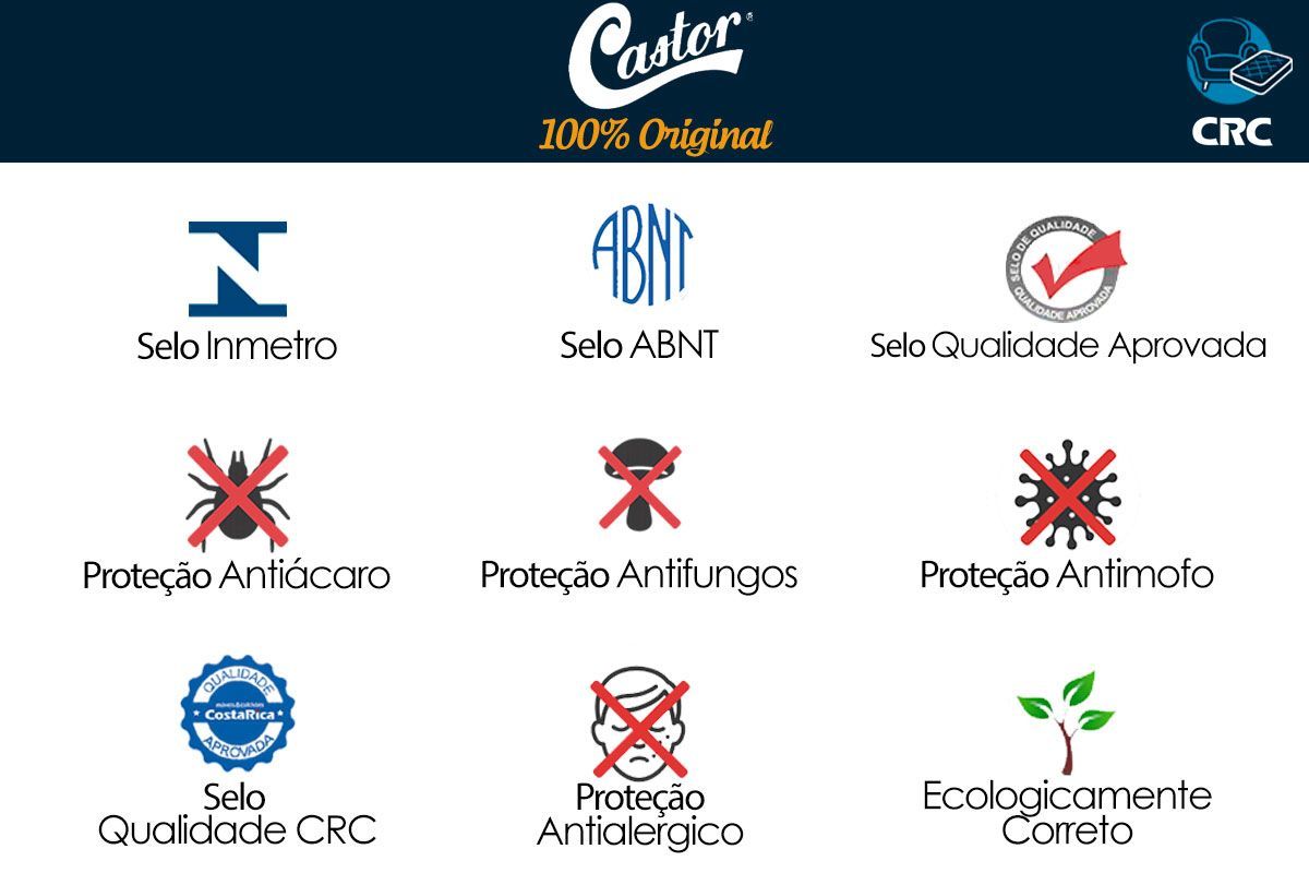 Cama Box CRC +Colchão Espuma D33 Black White Castor
