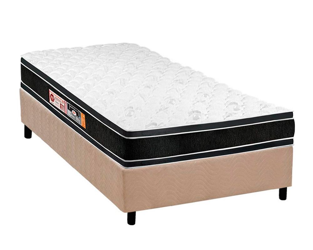 Cama Box CRC +Colchão Espuma D33 Black White Castor