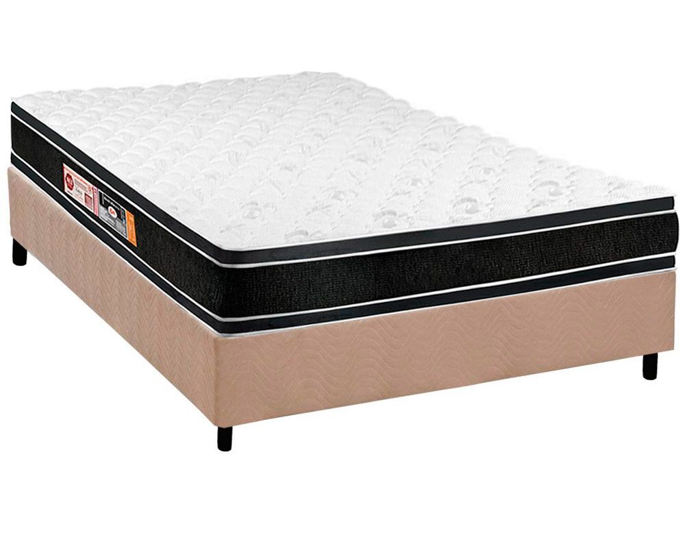 Cama Box CRC +Colchão Espuma D33 Black White Castor