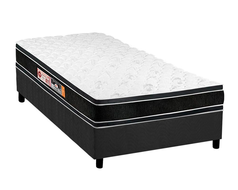 Cama Box CRC +Colchão Espuma D33 Black White Castor