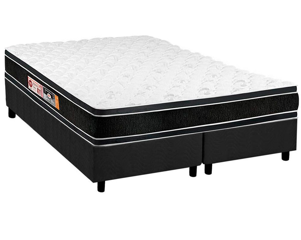 Cama Box CRC +Colchão Espuma D33 Black White Castor