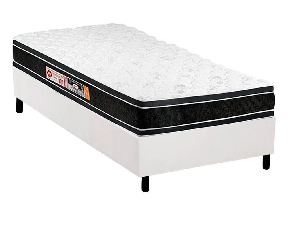 Cama Box CRC +Colchão Espuma D33 Black White Castor