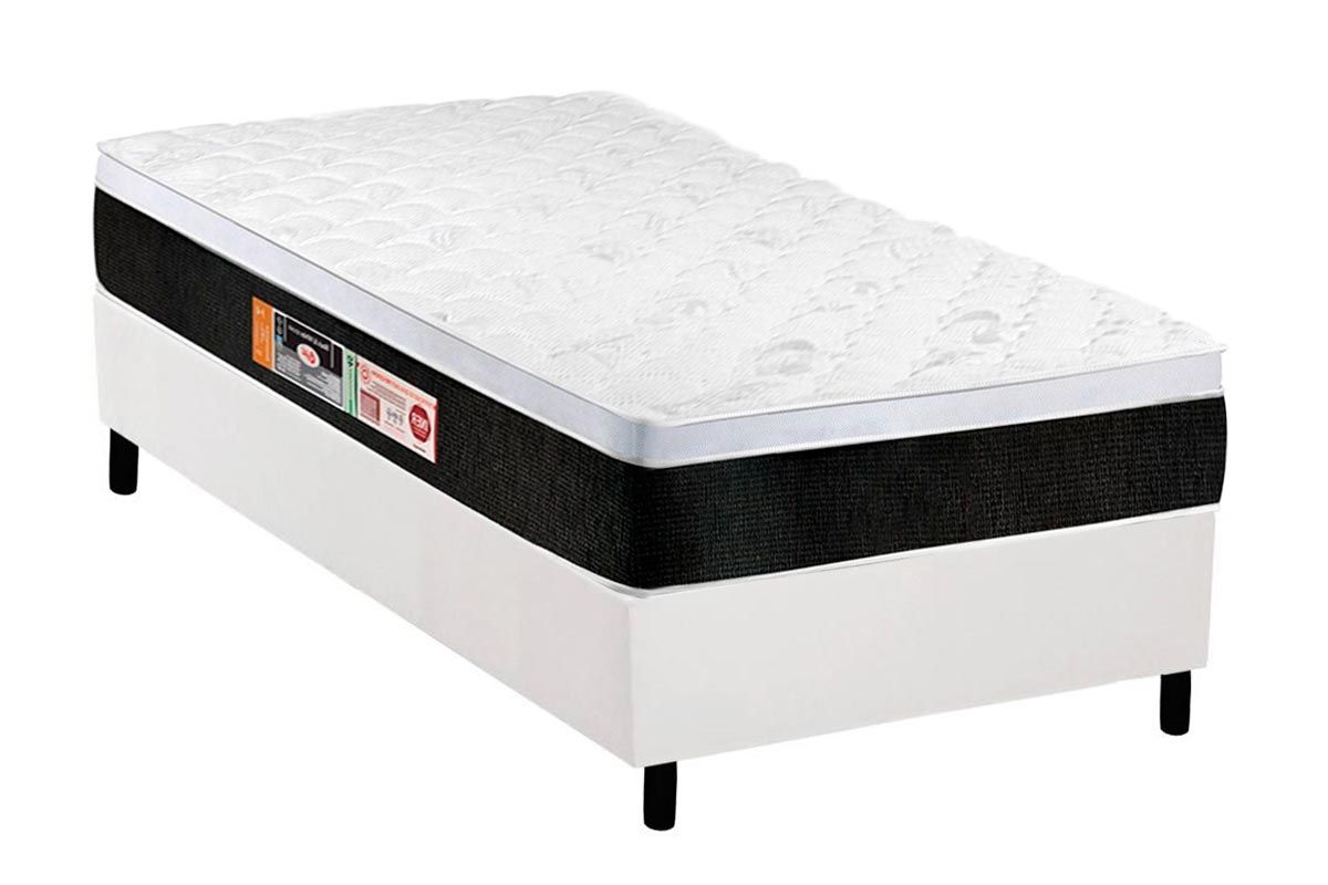 Cama Box CRC +Colchão Espuma D45 Black White Castor