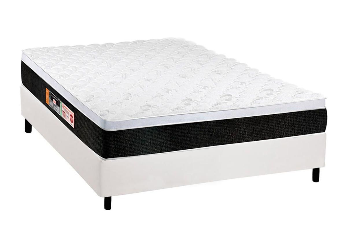 Cama Box CRC +Colchão Espuma D45 Black White Castor