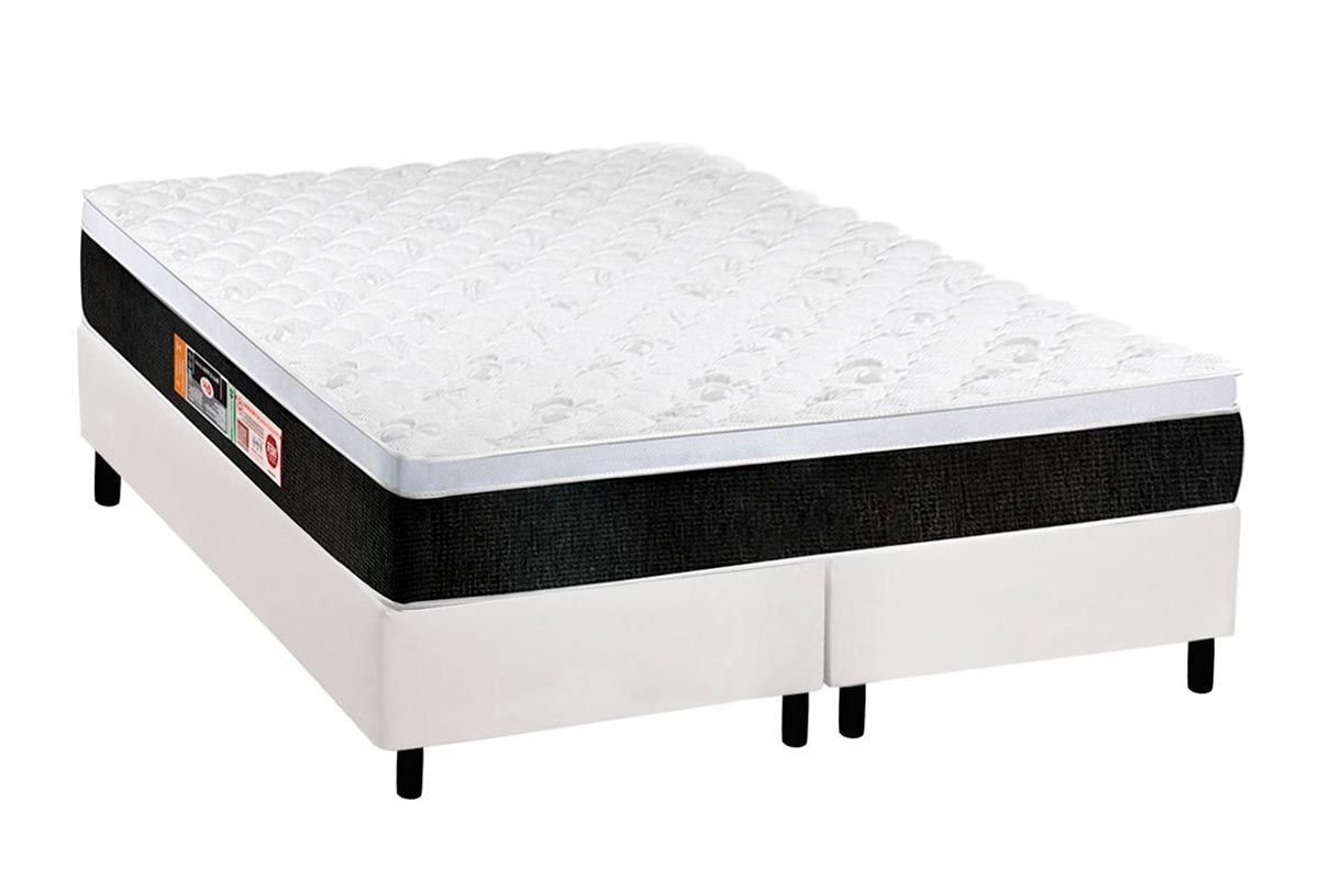 Cama Box CRC +Colchão Espuma D45 Black White Castor