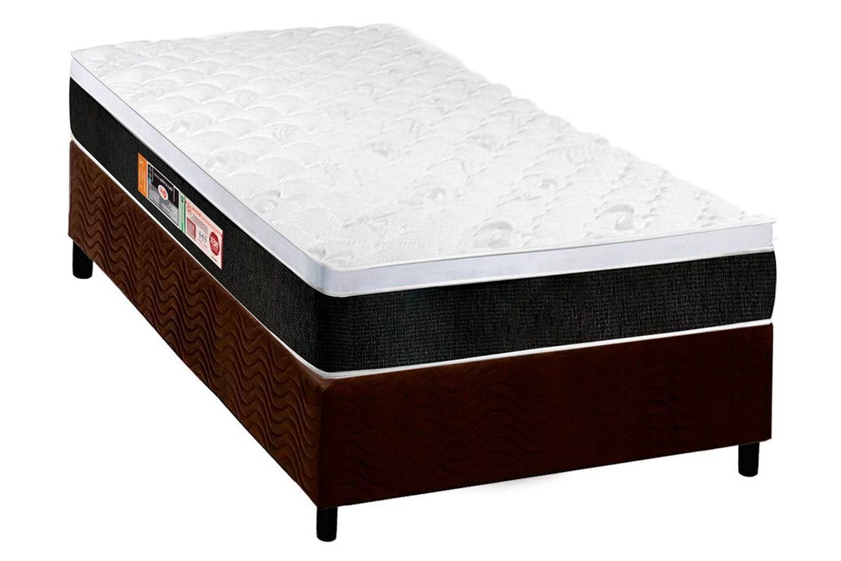 Cama Box CRC +Colchão Espuma D45 Black White Castor