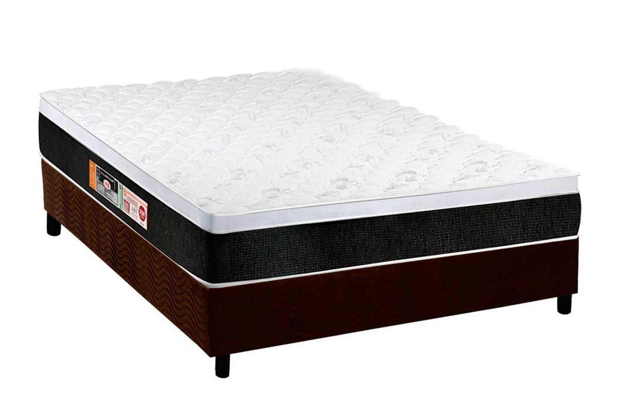 Cama Box CRC +Colchão Espuma D45 Black White Castor