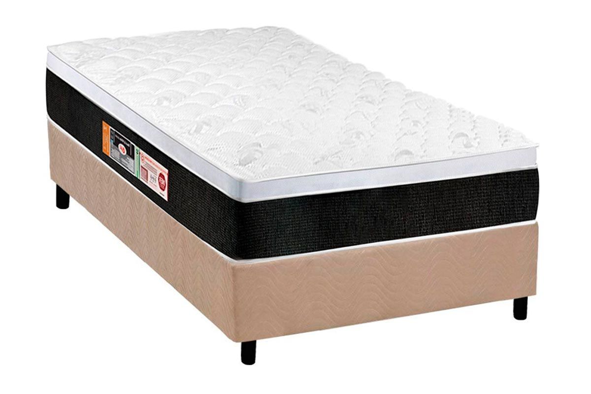 Cama Box CRC +Colchão Espuma D45 Black White Castor