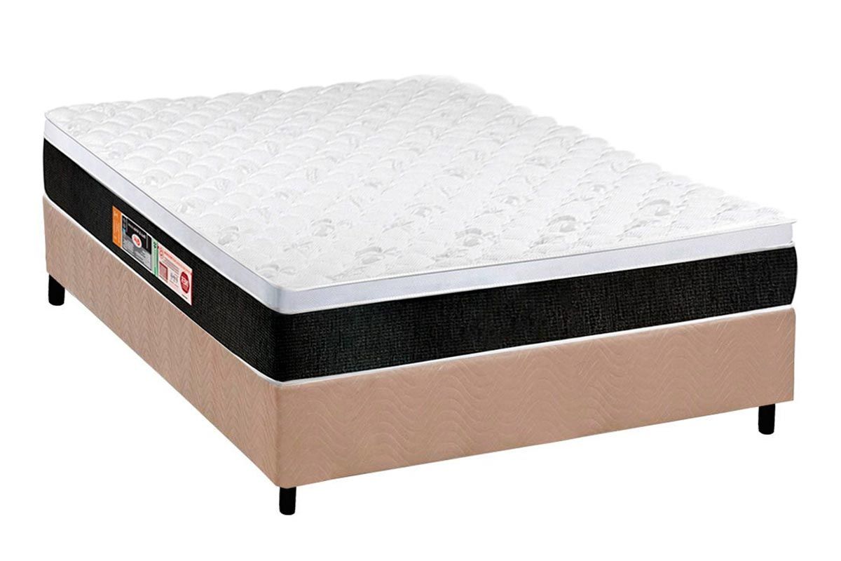 Cama Box CRC +Colchão Espuma D45 Black White Castor