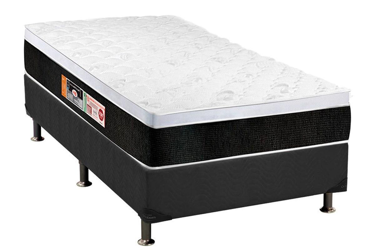 Cama Box CRC +Colchão Espuma D45 Black White Castor