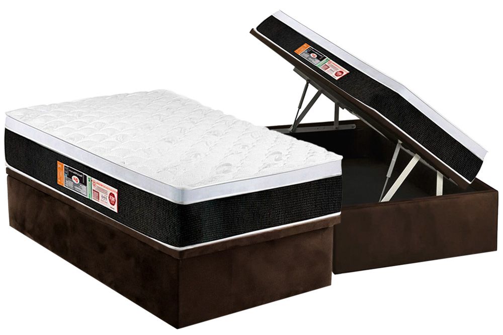Cama Box Baú CRC +Colchão D45 Black White Castor