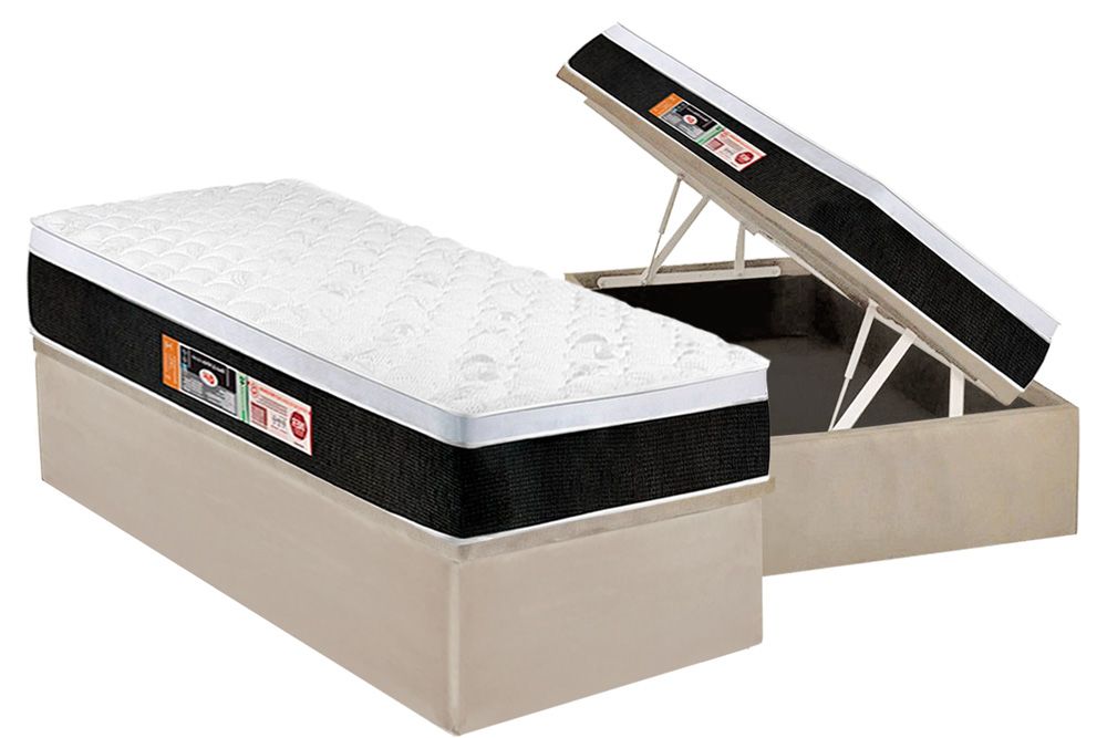 Cama Box Baú CRC +Colchão D45 Black White Castor