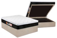 Conjunto Box Baú: Colchão Espuma Castor D45 Black e White Air + Base CRC Suede Clean
