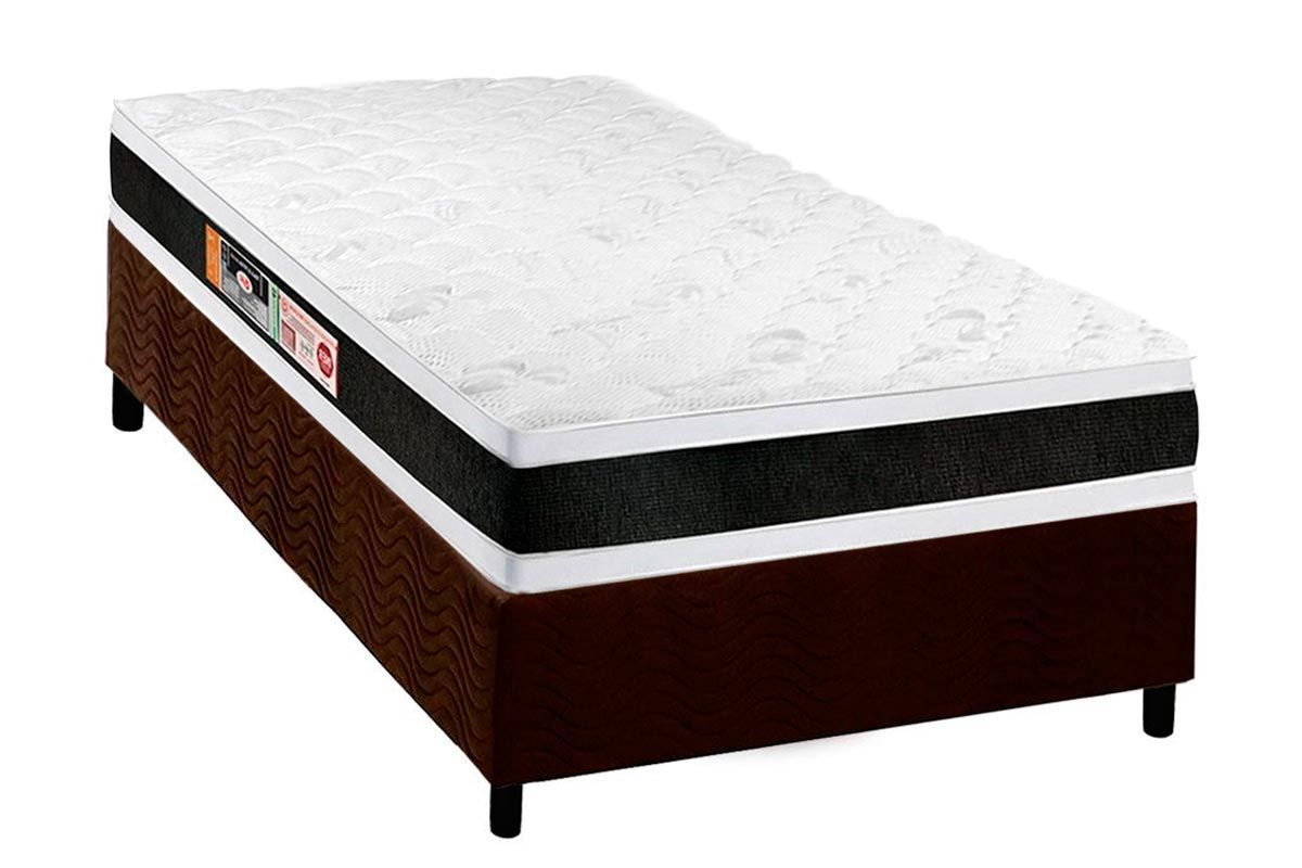 Cama Box CRC +Colchão Espuma D45 Black White Castor