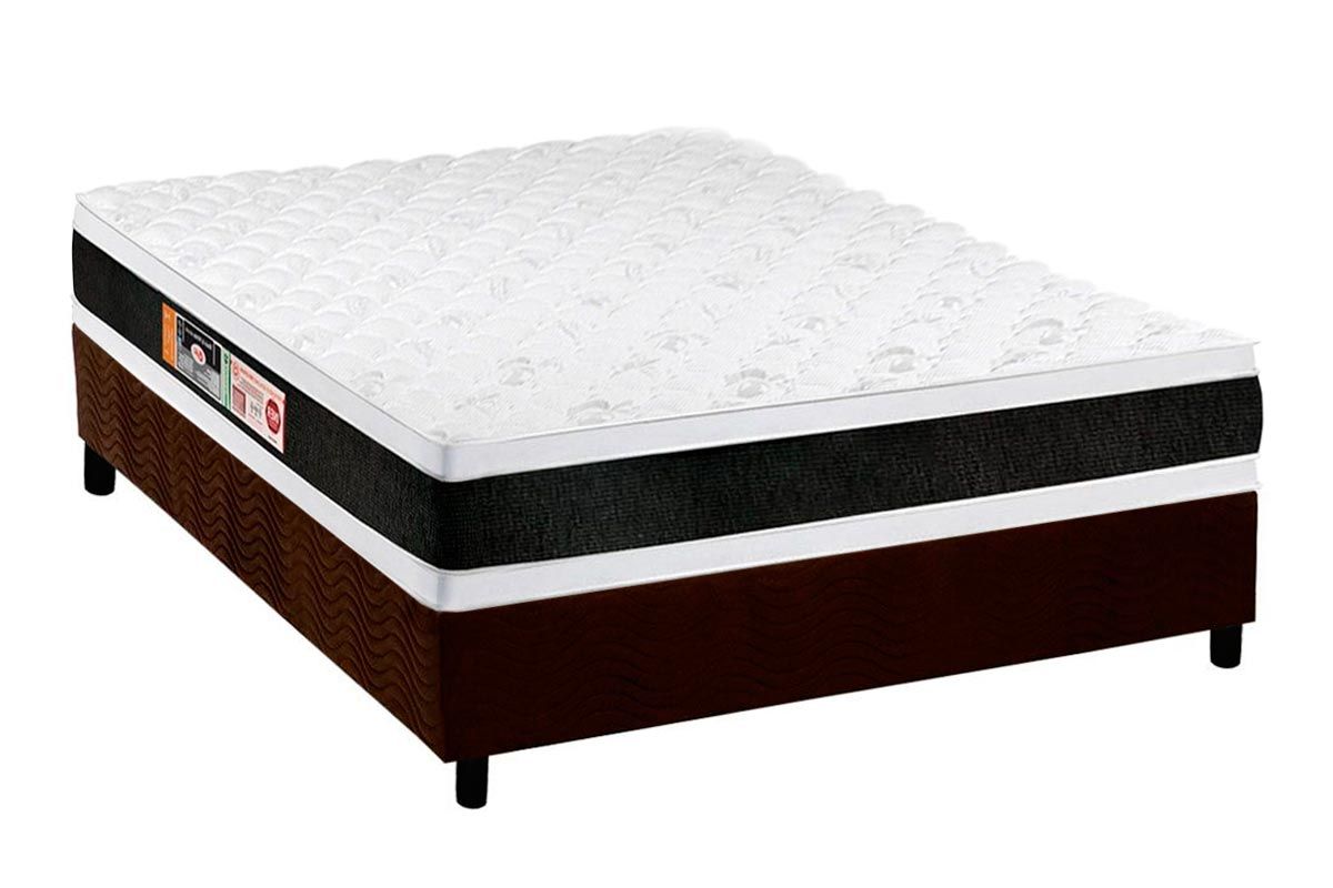 Cama Box CRC +Colchão Espuma D45 Black White Castor