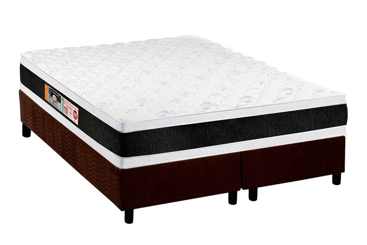 Cama Box CRC +Colchão Espuma D45 Black White Castor