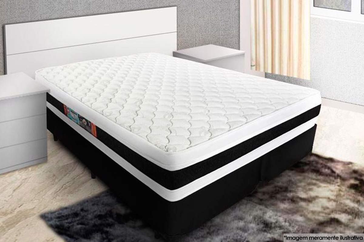 Cama Box CRC +Colchão Espuma D45 Black White Castor