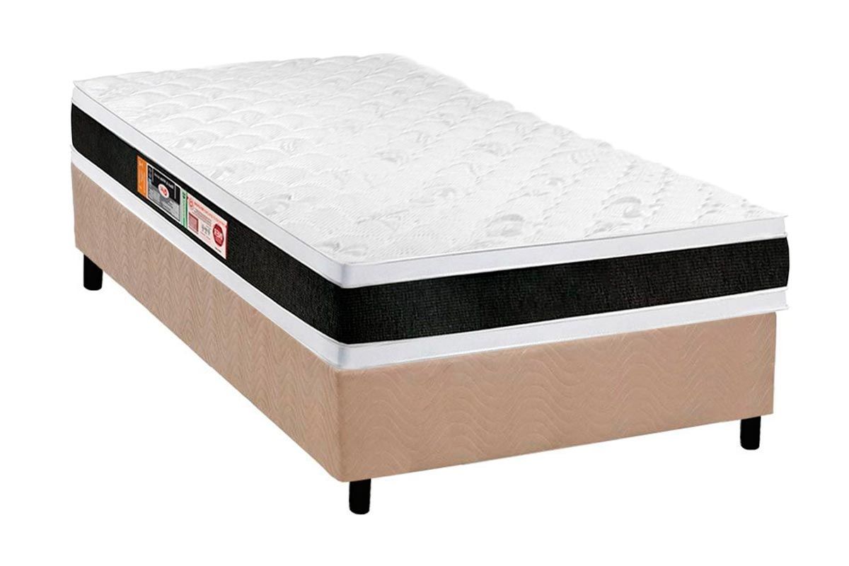 Cama Box CRC +Colchão Espuma D45 Black White Castor