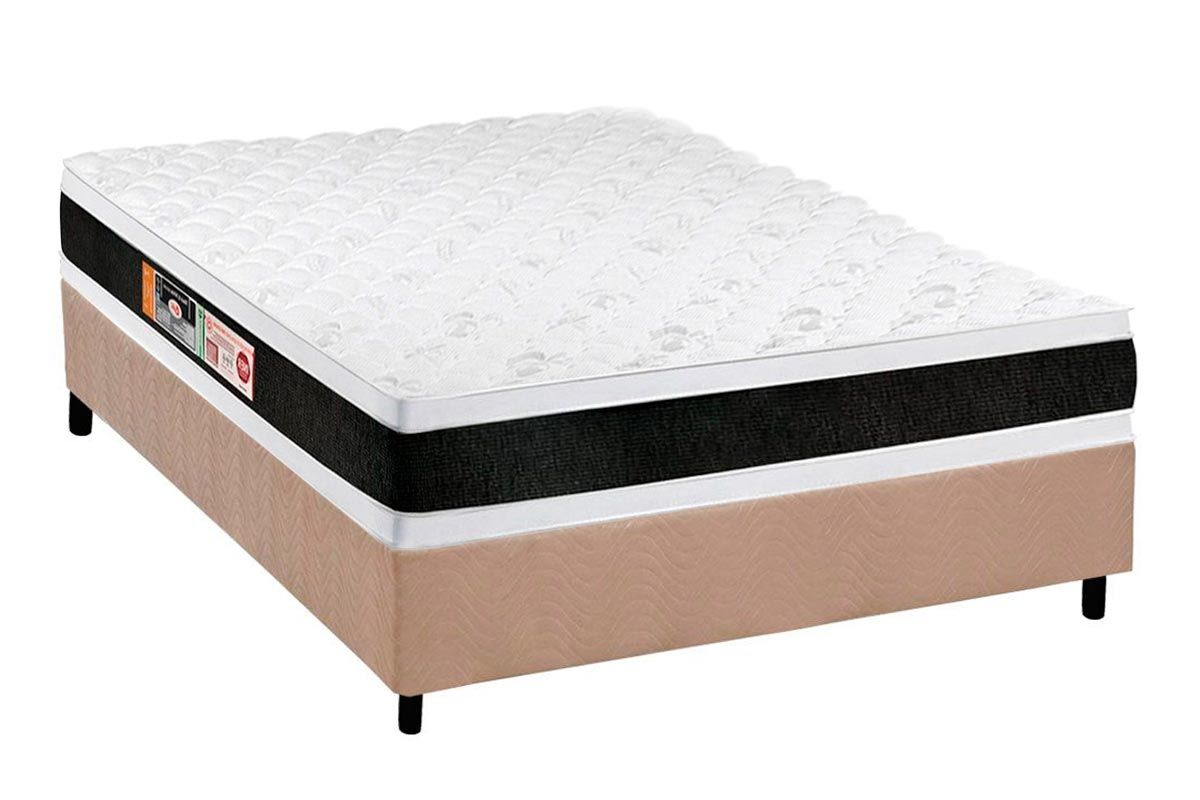 Cama Box CRC +Colchão Espuma D45 Black White Castor