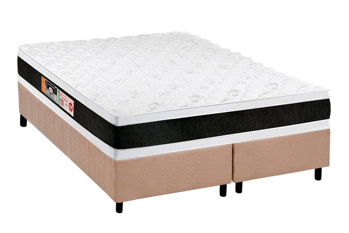 Cama Box CRC +Colchão Espuma D45 Black White Castor