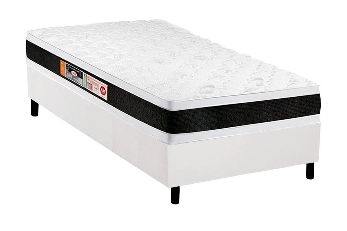Cama Box CRC +Colchão Espuma D45 Black White Castor