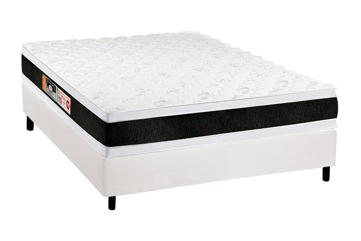Cama Box CRC +Colchão Espuma D45 Black White Castor