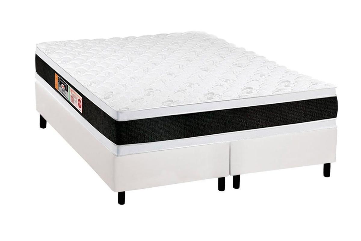 Cama Box CRC +Colchão Espuma D45 Black White Castor