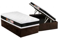 Cama Box Baú Filhão +Colchão D45 Black White Castor